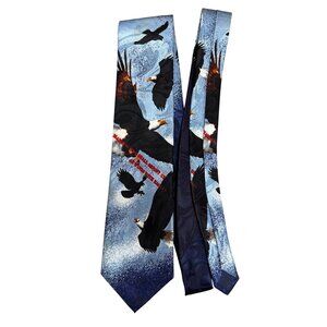 Steven Harris Eagle Print Blue Silk Tie